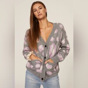 VOX LUX Stylish Gray and Pink Women's Cardigan